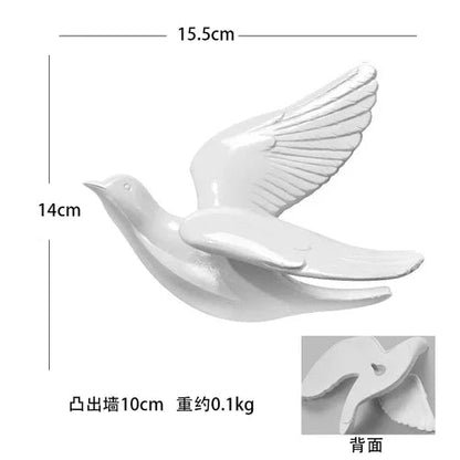 Three-Dimensional White Bird Wall Art