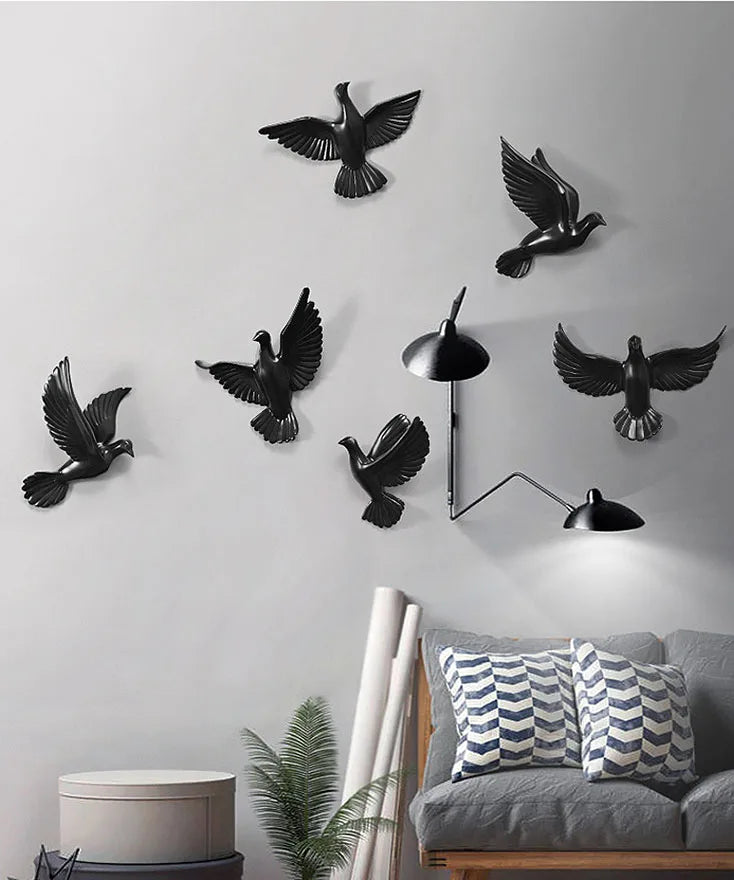 Three-Dimensional White Bird Wall Art