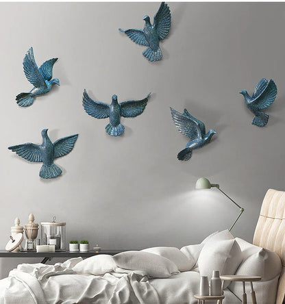 Three-Dimensional White Bird Wall Art