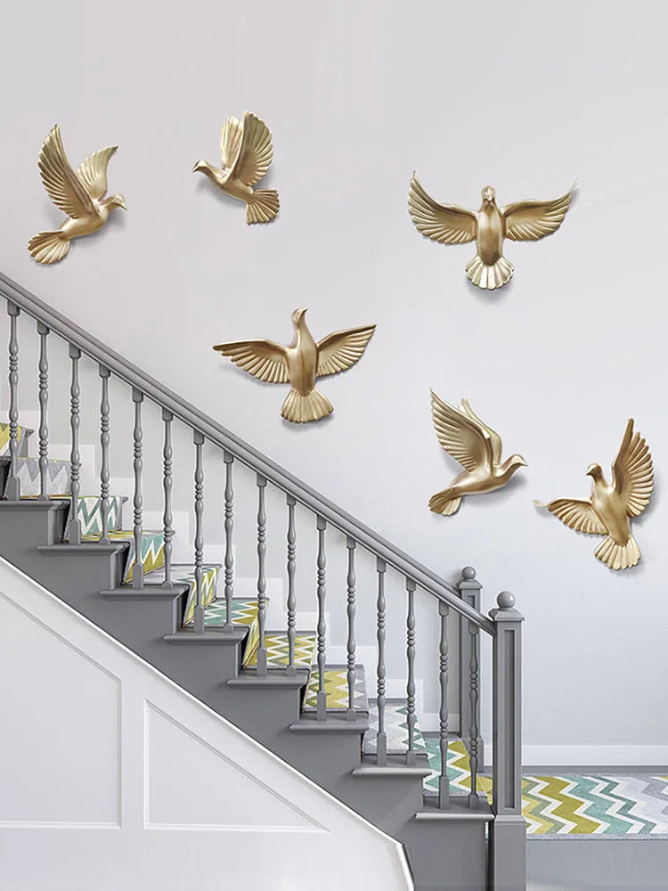 Three-Dimensional White Bird Wall Art