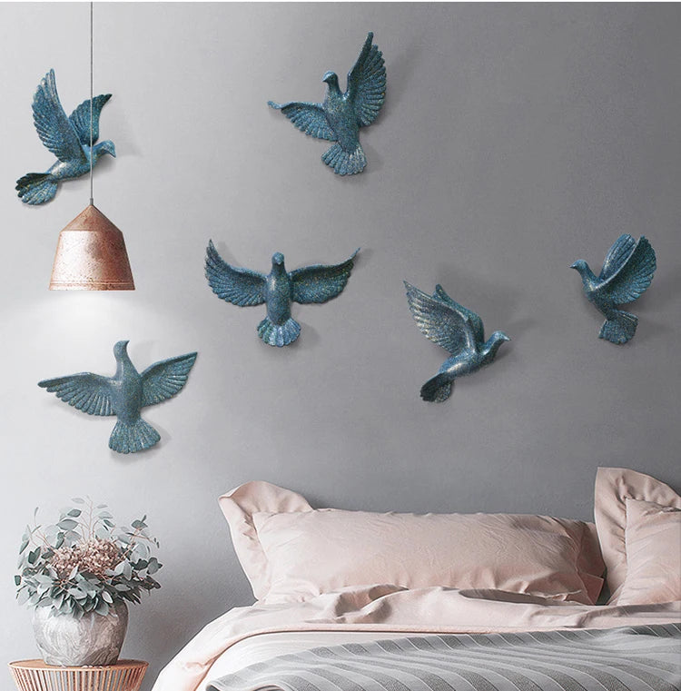 Three-Dimensional White Bird Wall Art