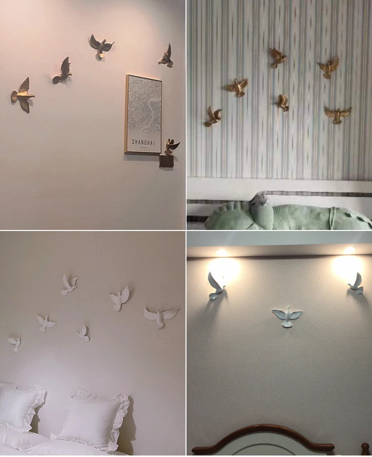 Three-Dimensional White Bird Wall Art