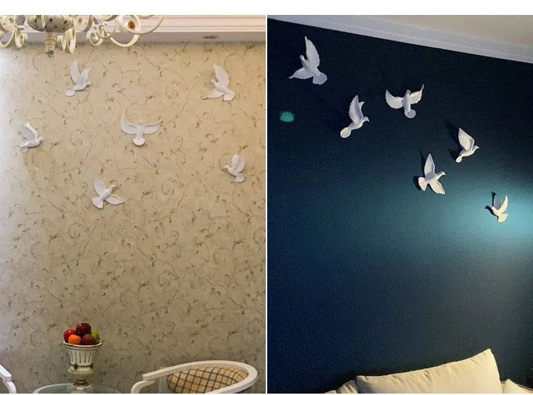 Three-Dimensional White Bird Wall Art