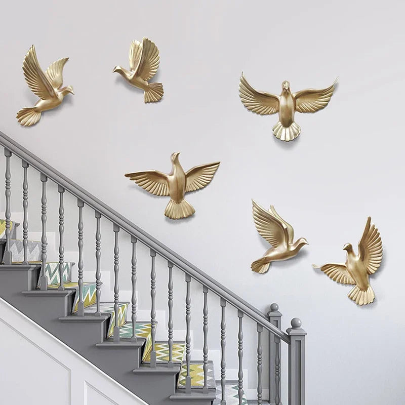 Three-Dimensional White Bird Wall Art