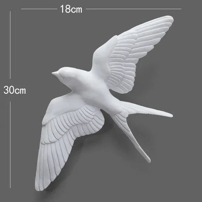 Three-Dimensional White Bird Wall Art