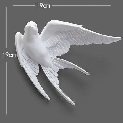 Three-Dimensional White Bird Wall Art