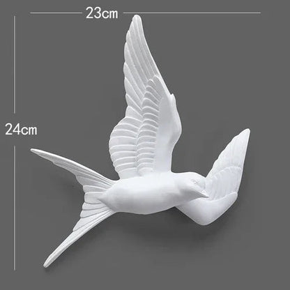 Three-Dimensional White Bird Wall Art