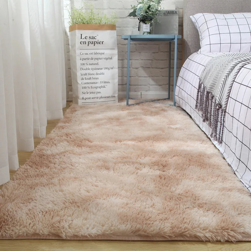 Tie-Dyed Plush Non-Slip Bedroom Rug