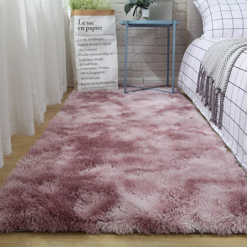 Tie-Dyed Plush Non-Slip Bedroom Rug