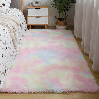 Tie-Dyed Plush Non-Slip Bedroom Rug