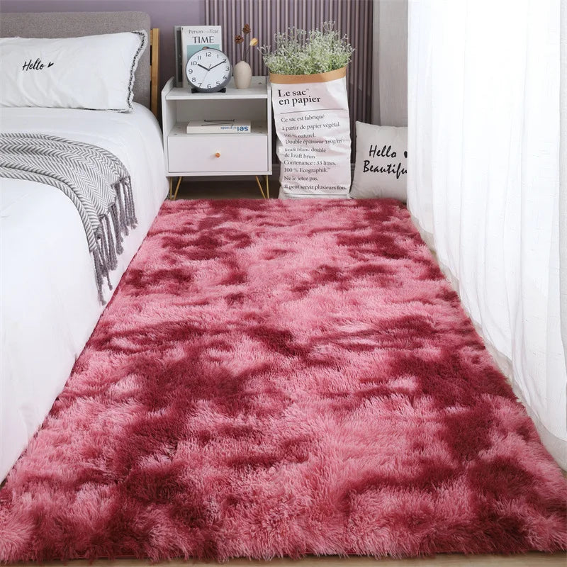 Tie-Dyed Plush Non-Slip Bedroom Rug