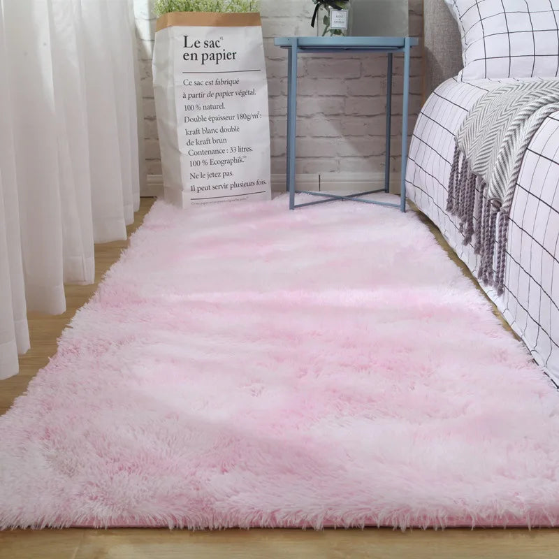 Tie-Dyed Plush Non-Slip Bedroom Rug