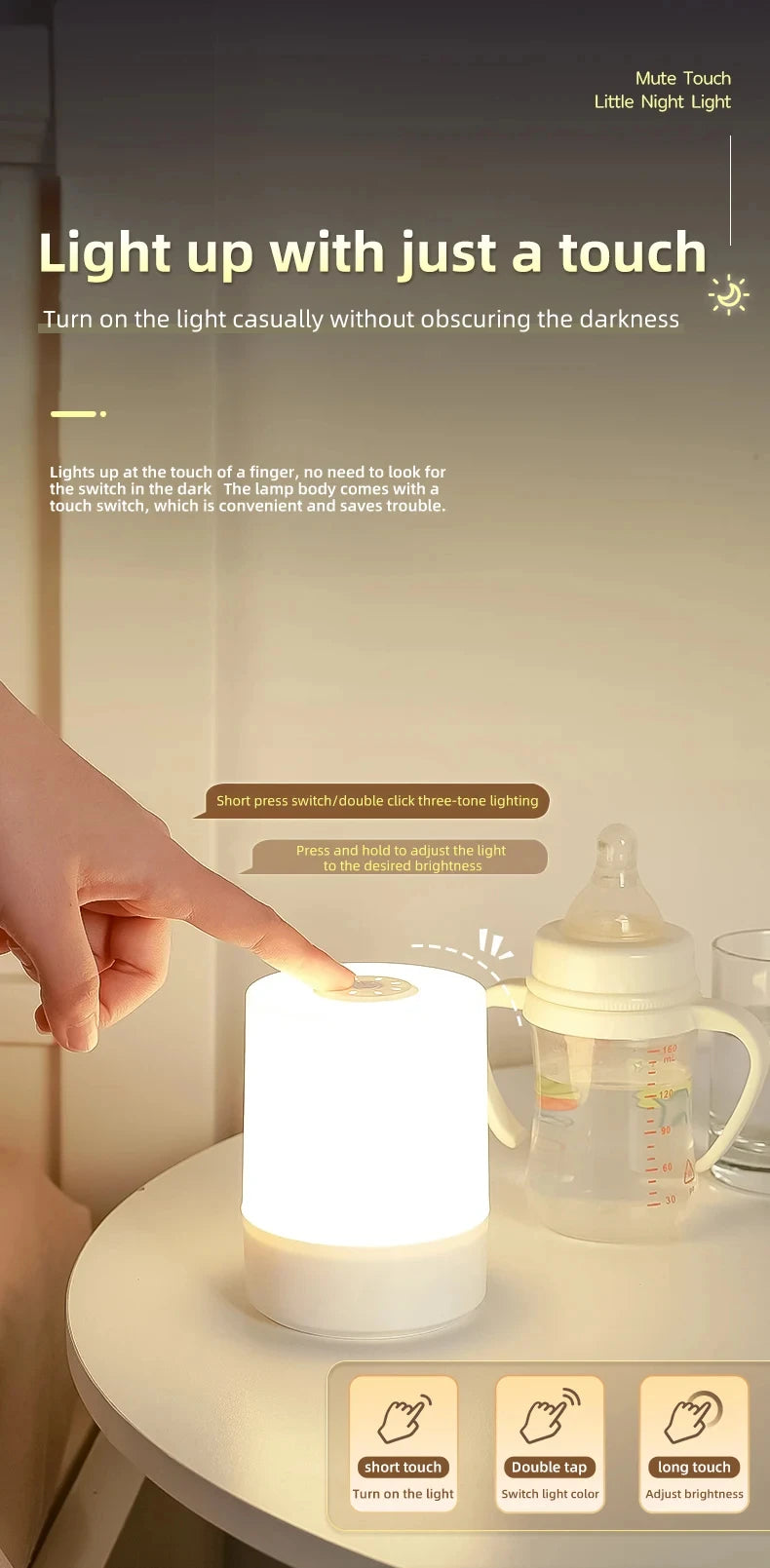 Touch Night Lamp with USB Charging