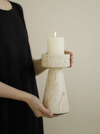 Travertine Marble Candle Holder Set