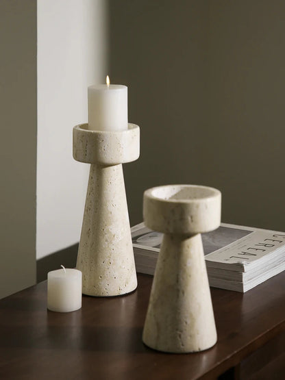 Travertine Marble Candle Holder Set