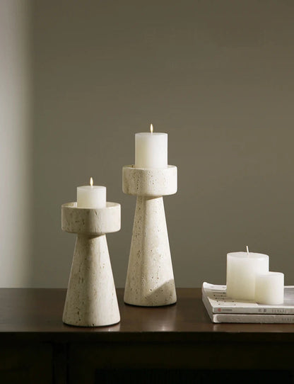 Travertine Marble Candle Holder Set