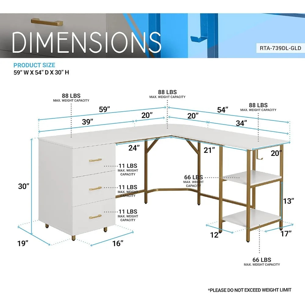 Two-Toned L Shaped Desk with Storage