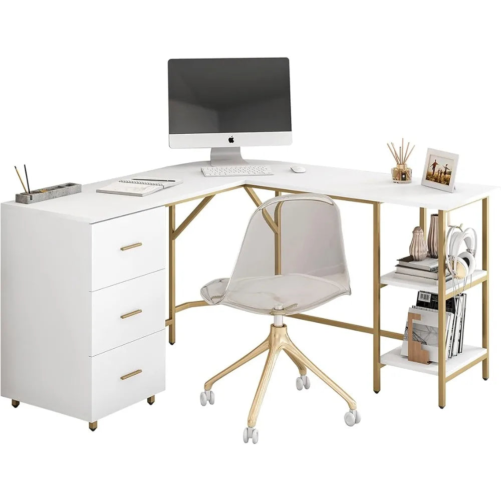 Two-Toned L Shaped Desk with Storage