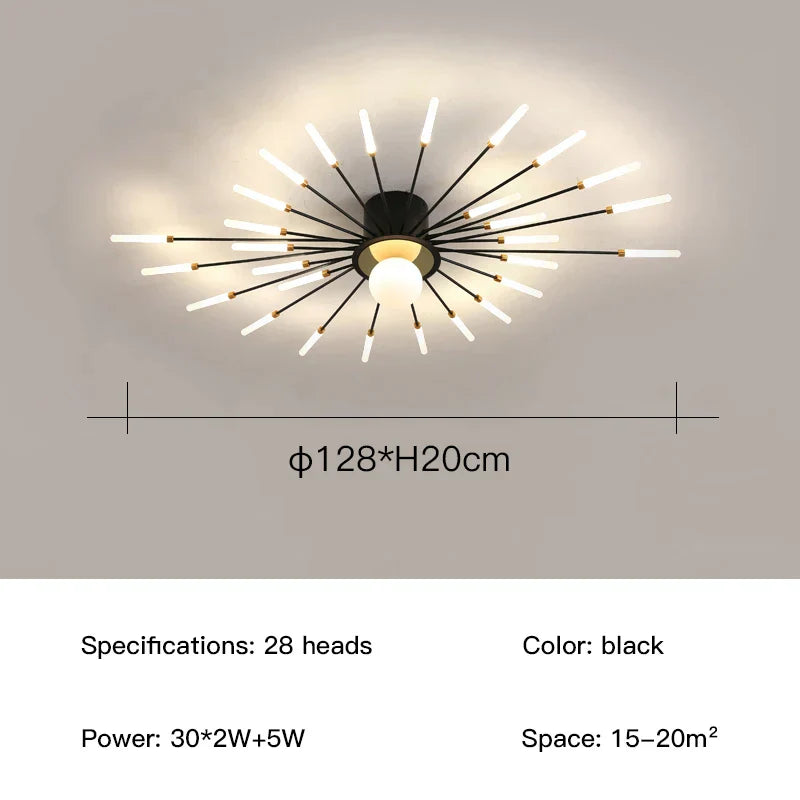 Black Fireworks Ceiling Light