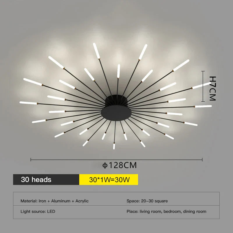 Lámpara de techo DecorBites™ LED Fireworks: Lámpara moderna para decoración del hogar, accesorios de iluminación de cocina en color negro