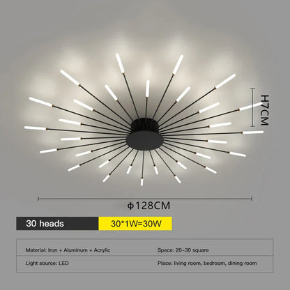 Lámpara de techo DecorBites™ LED Fireworks: Lámpara moderna para decoración del hogar, accesorios de iluminación de cocina en color negro