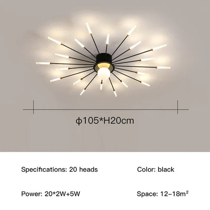 Lámpara de techo DecorBites™ LED Fireworks: Lámpara moderna para decoración del hogar, accesorios de iluminación de cocina en color negro