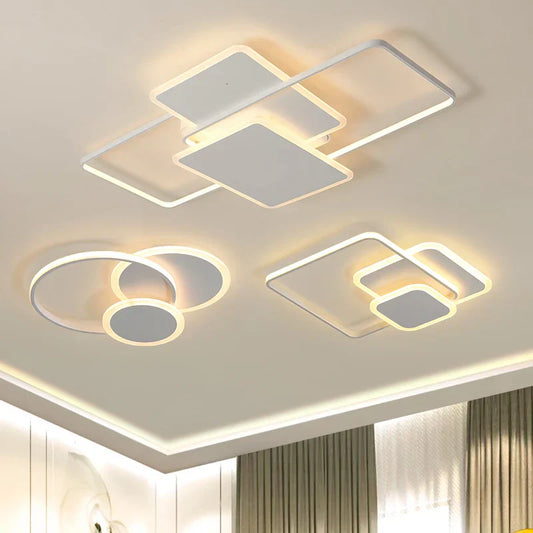 DecorBites™ LED Chandelier with Remote for Living Room, Bedroom - Modern White Ceiling Lamp