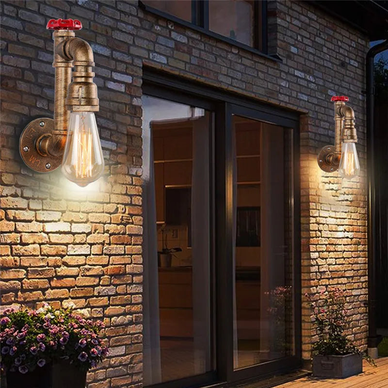 DecorBites™ Industrial Water Pipe Wall Light Sconce for Corridor Cafe Bar Decoration