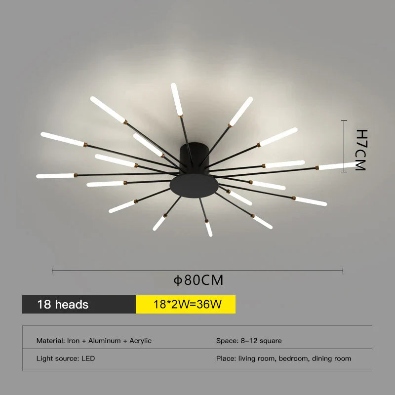 Lámpara de techo DecorBites™ LED Fireworks: Lámpara moderna para decoración del hogar, accesorios de iluminación de cocina en color negro