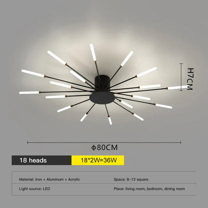 Lámpara de techo DecorBites™ LED Fireworks: Lámpara moderna para decoración del hogar, accesorios de iluminación de cocina en color negro