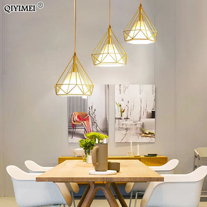 DecorBites™ Gold Triangle Pendant Lights: Nordic Style 1head/3heads Metal Fixtures, Simple Décor Lighting