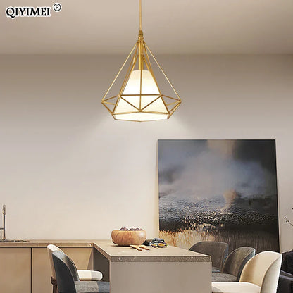 DecorBites™ Gold Triangle Pendant Lights: Nordic Style 1head/3heads Metal Fixtures, Simple Décor Lighting