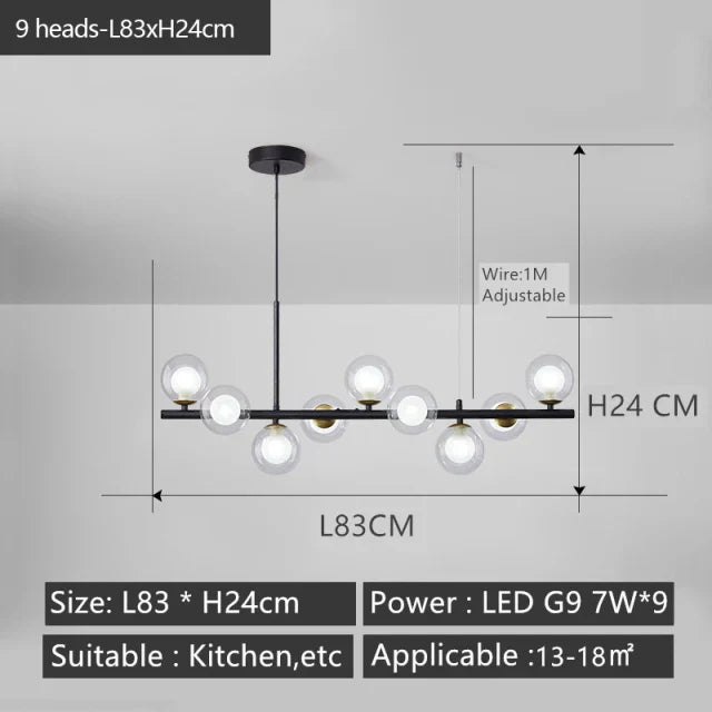 ثريا ديكوربايتس™ بتصميم نورديك باللون الأسود الذهبي لإضاءة غرفة الطعام والمطبخ والمعيشة وغرفة النوم