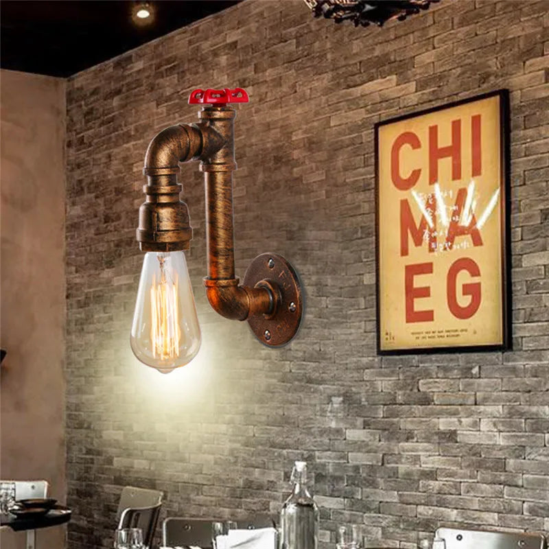 DecorBites™ Industrial Water Pipe Wall Light Sconce for Corridor Cafe Bar Decoration