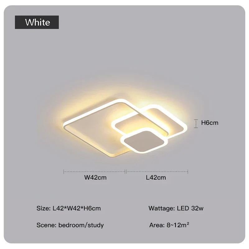 DecorBites™ LED Chandelier with Remote for Living Room, Bedroom - Modern White Ceiling Lamp