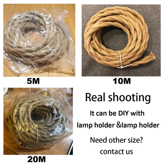 DecorBites™ Beige Hemp Rope Woven Pendant Light Cable - 1/5/10/20/30 Meters