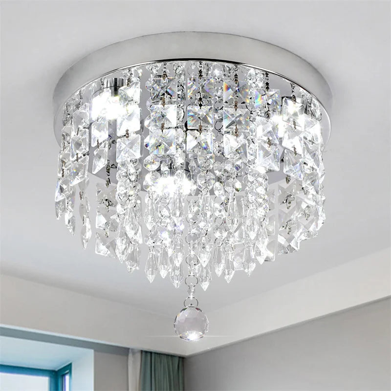 DecorBites™ Diamond Crystal LED Ceiling Chandelier Pendant Light for Elegant Living Spaces