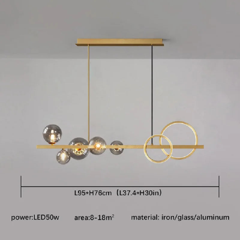 Lámpara de araña DecorBites™ con bola de cristal, dorada y negra, con luces LED, para mesa de comedor o cocina.