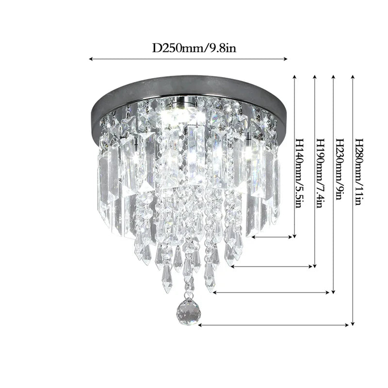 DecorBites™ Diamond Crystal LED Ceiling Chandelier Pendant Light for Elegant Living Spaces