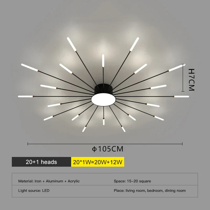 Black Fireworks Ceiling Light