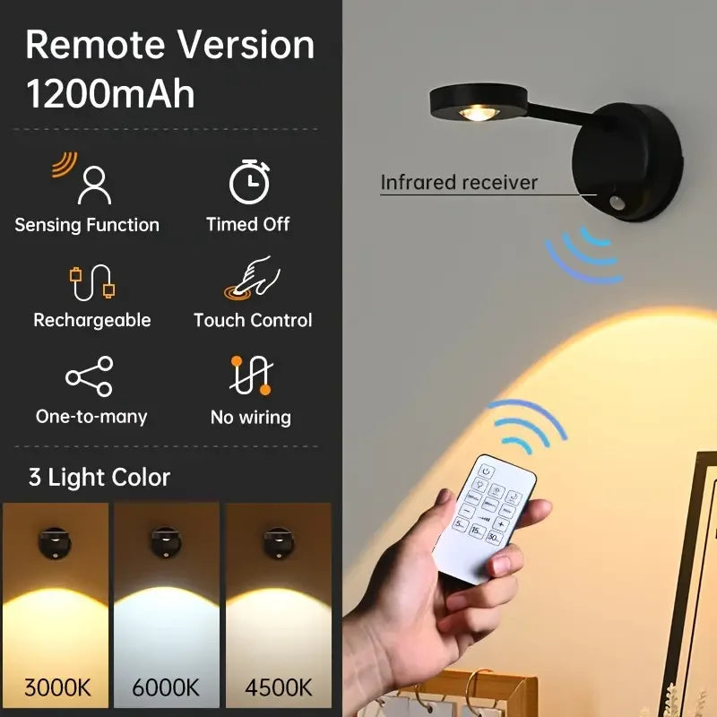 USB Rechargeable Wireless Dimmable Wall Light