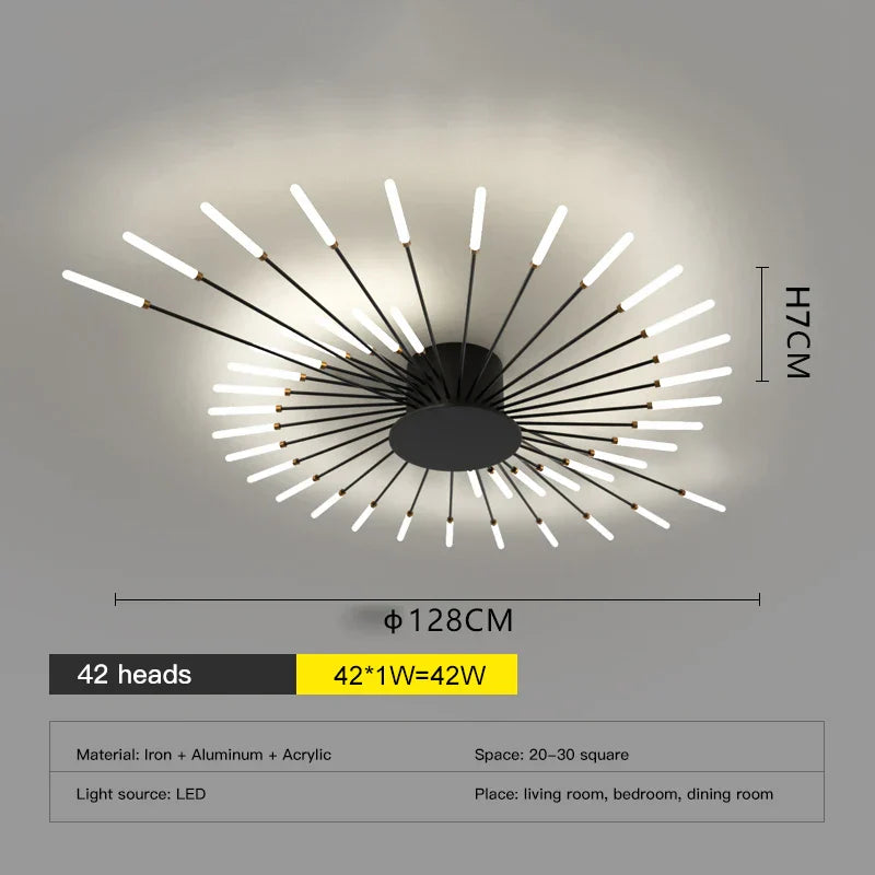 Lámpara de techo DecorBites™ LED Fireworks: Lámpara moderna para decoración del hogar, accesorios de iluminación de cocina en color negro