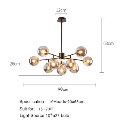 ثريا ديكوربايتس™ بتصميم نورديك باللون الأسود الذهبي لإضاءة غرفة الطعام والمطبخ والمعيشة وغرفة النوم