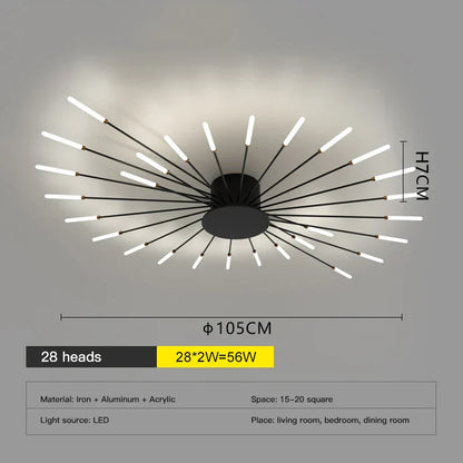 Lámpara de techo DecorBites™ LED Fireworks: Lámpara moderna para decoración del hogar, accesorios de iluminación de cocina en color negro