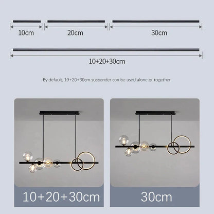 Lámpara de araña DecorBites™ con bola de cristal, dorada y negra, con luces LED, para mesa de comedor o cocina.