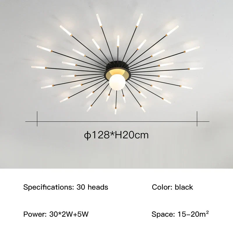 Lámpara de techo DecorBites™ LED Fireworks: Lámpara moderna para decoración del hogar, accesorios de iluminación de cocina en color negro