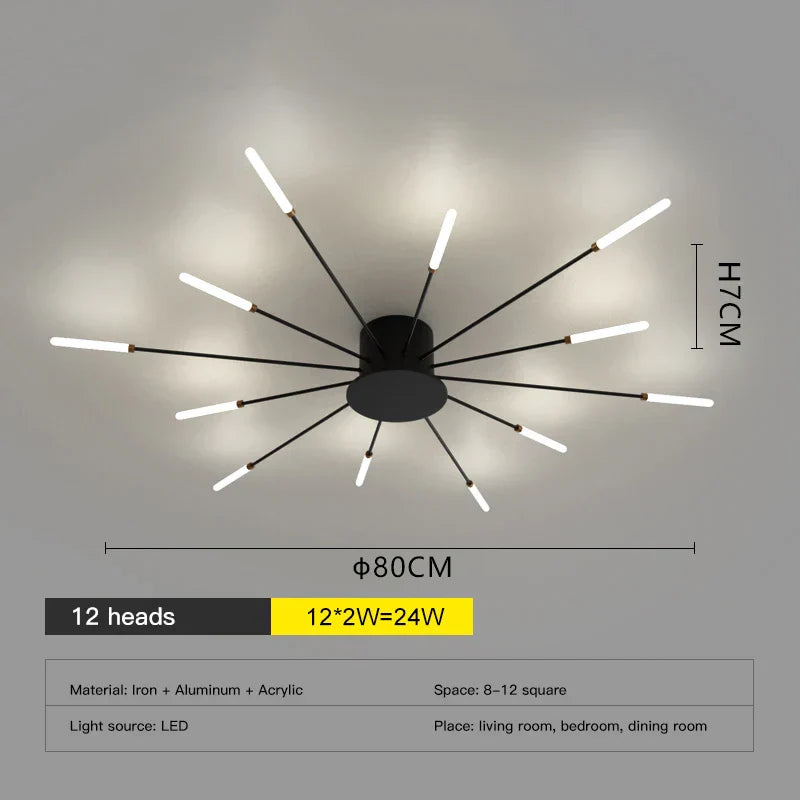 Lámpara de techo DecorBites™ LED Fireworks: Lámpara moderna para decoración del hogar, accesorios de iluminación de cocina en color negro