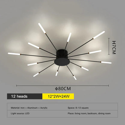 Lámpara de techo DecorBites™ LED Fireworks: Lámpara moderna para decoración del hogar, accesorios de iluminación de cocina en color negro
