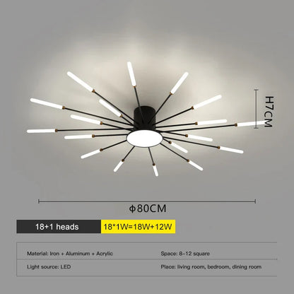 Lámpara de techo DecorBites™ LED Fireworks: Lámpara moderna para decoración del hogar, accesorios de iluminación de cocina en color negro