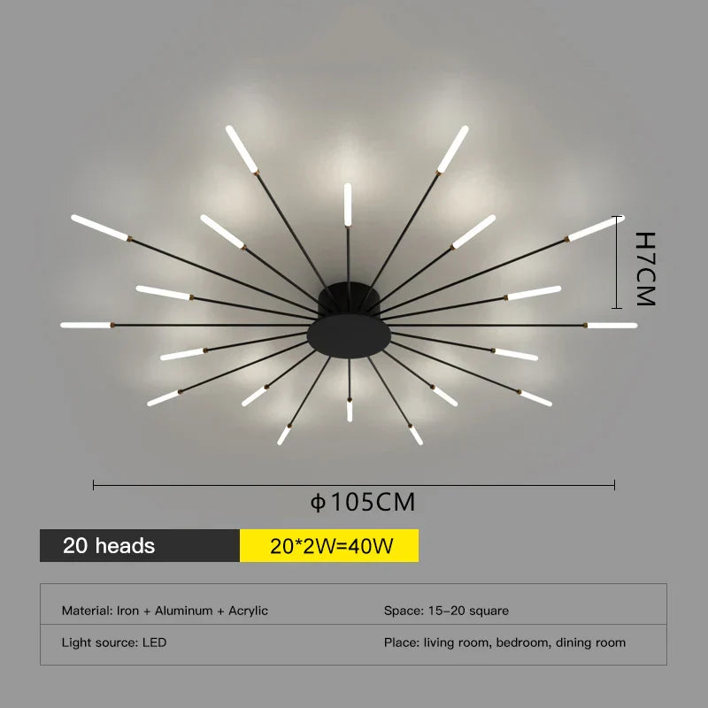 Black Fireworks Ceiling Light